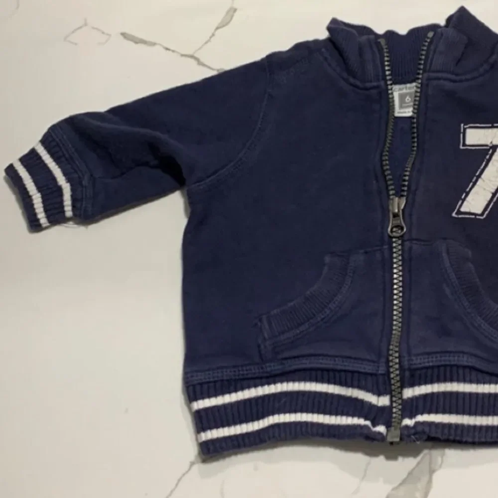 Carter’s Infant Baby Boys Letterman’s Jacket Full Zip Sweatshirt Navy Blue 3-6M